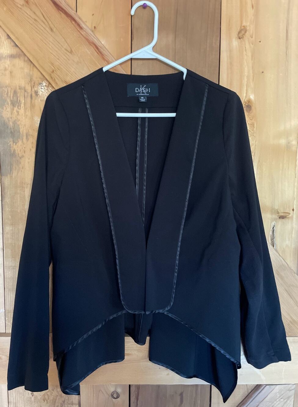 K-DASH by Kardashian Cropped Black Open Blazer/Cardigan, Size XS